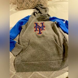 Gray and Blue Hoodie with Logo
